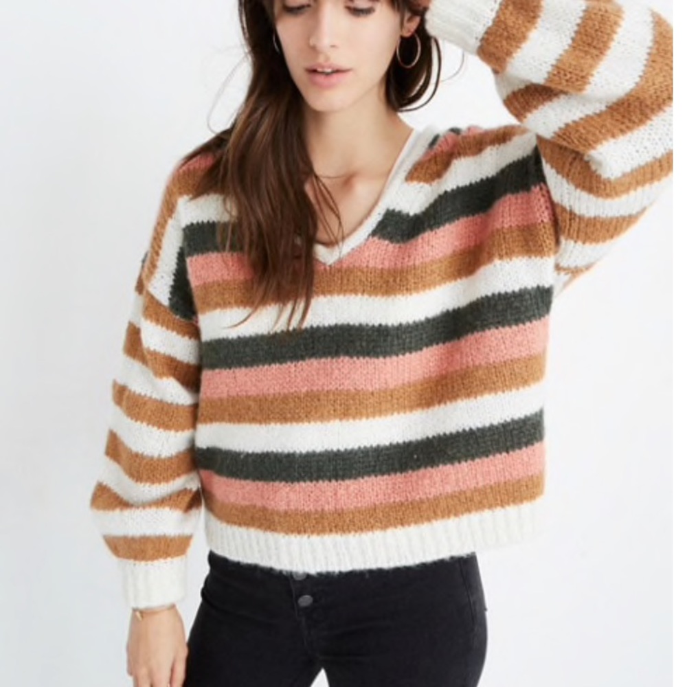 Madewell Striped Balloon Sleeve Pullover